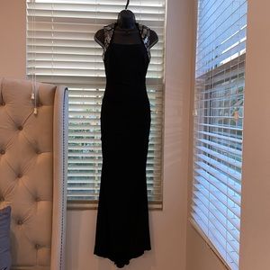 Cache black evening gown with sequins